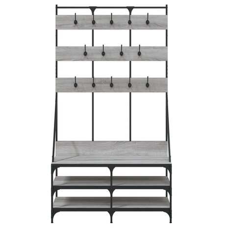 Kledingrek met schoenenrek 100x40x184cm grijs sonoma eikenkleur 4