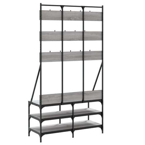 Kledingrek met schoenenrek 100x40x184cm grijs sonoma eikenkleur 6