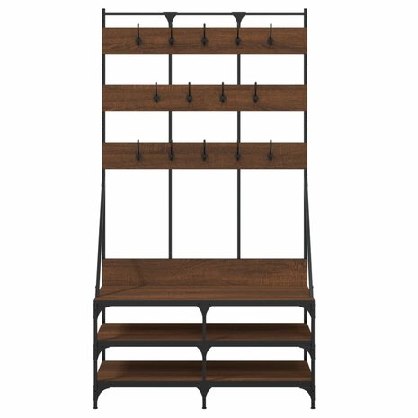 Kledingrek met schoenenrek 100x40x184 cm bruin eikenkleur 4