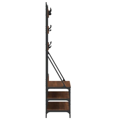 Kledingrek met schoenenrek 100x40x184 cm bruin eikenkleur 5