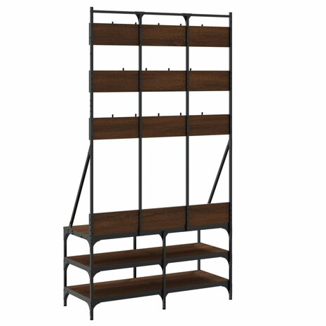 Kledingrek met schoenenrek 100x40x184 cm bruin eikenkleur 6