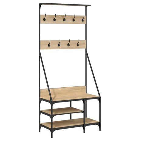 Kledingrek met schoenenrek 80x40x184 cm sonoma eikenkleurig 2
