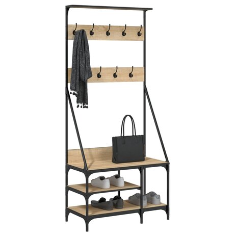 Kledingrek met schoenenrek 80x40x184 cm sonoma eikenkleurig 3