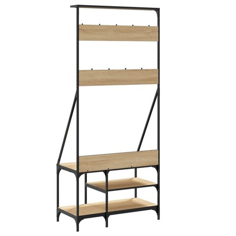 Kledingrek met schoenenrek 80x40x184 cm sonoma eikenkleurig 6