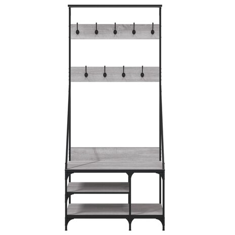 Kledingrek met schoenenrek 80x40x184 cm grijs sonoma eikenkleur 4