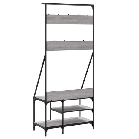 Kledingrek met schoenenrek 80x40x184 cm grijs sonoma eikenkleur 6