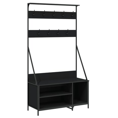 Kledingrek met schoenenrek 100x41x184 cm zwart 2