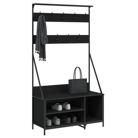 Kledingrek met schoenenrek 100x41x184 cm zwart 3