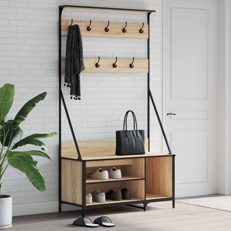 Kledingrek met schoenenrek 100x41x184 cm sonoma eikenkleurig 1