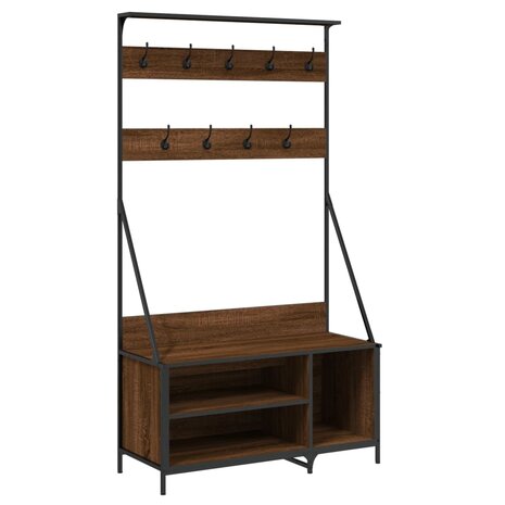 Kledingrek met schoenenrek 100x41x184 cm bruin eikenkleur 2