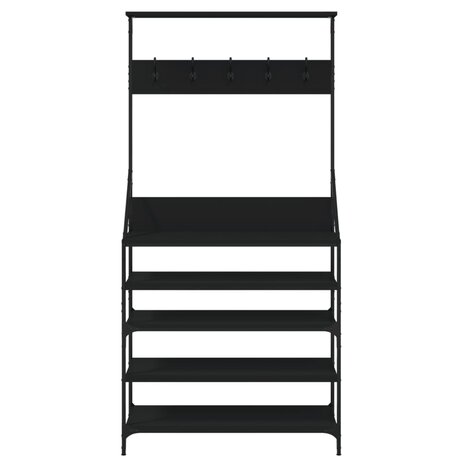 Kledingrek met schoenenrek 90x34x184 cm zwart 4