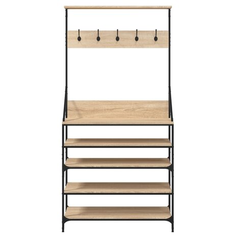 Kledingrek met schoenenrek 90x34x184 cm sonoma eikenkleurig 4
