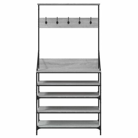 Kledingrek met schoenenrek 90x34x184 cm grijs sonoma eikenkleur 4
