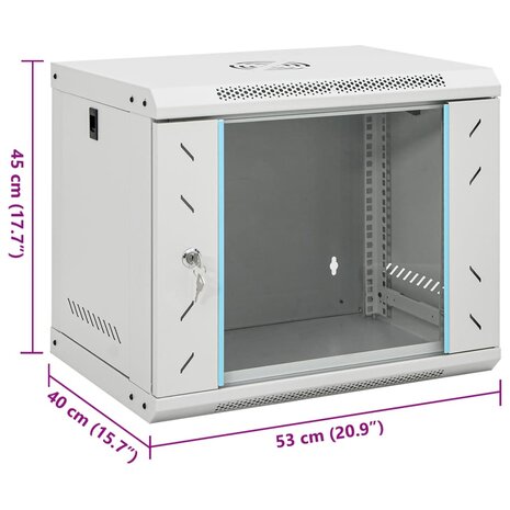 Netwerkkast wandgemonteerd 9U 19" IP20 53x40x45 cm 8