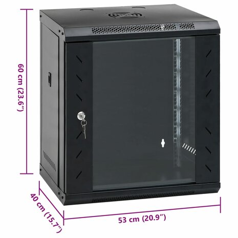 Netwerkkast wandgemonteerd 12U 19" IP20 53x40x60 cm 8