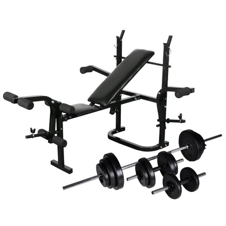 Gewichtenbank met gewichtenrek en halterset 30,5 kg 1