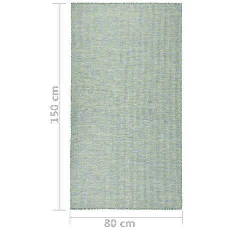 Buitenkleed platgeweven 80x150 cm turquoise 6