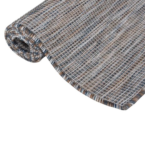 Buitenkleed platgeweven 80x150 cm bruin en blauw 3
