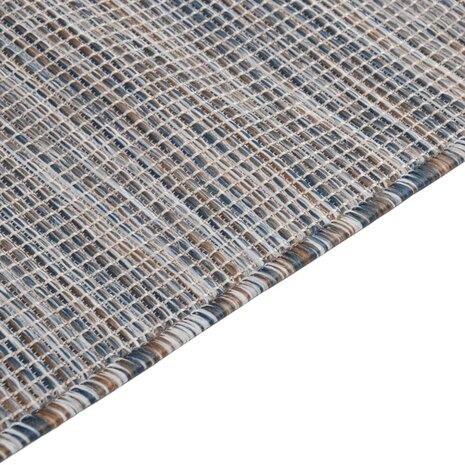 Buitenkleed platgeweven 80x150 cm bruin en blauw 4