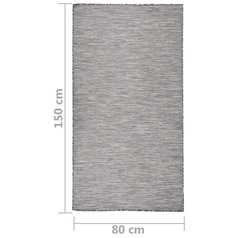 Buitenkleed platgeweven 80x150 cm bruin en blauw 6