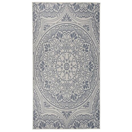 Buitenkleed met patroon platgeweven 80x150 cm blauw 1