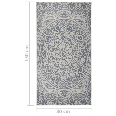 Buitenkleed met patroon platgeweven 80x150 cm blauw 6