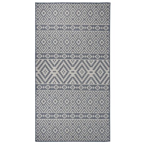 Buitenkleed met patroon platgeweven 80x150 cm blauw 1