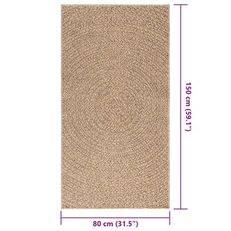 Vloerkleed ZIZUR binnen en buiten 80x150 cm jute look 9
