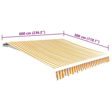 Luifeldoek 6x3 m canvas zonnebloemgeel en wit 5