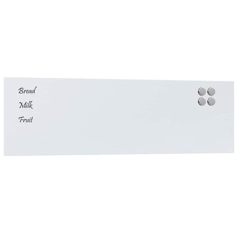 Magneetbord voor aan de wand 100x30 cm gehard glas wit 2