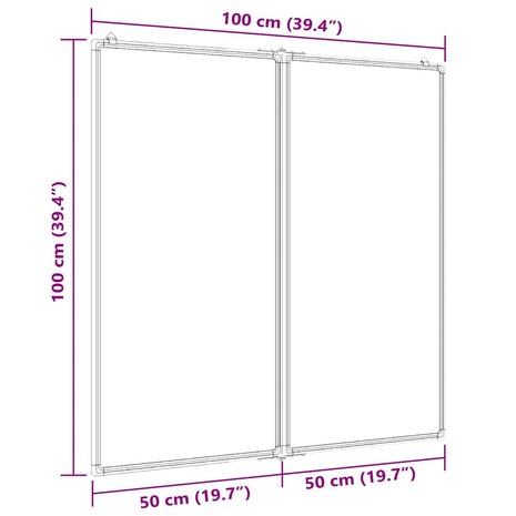 Whiteboard magnetisch inklapbaar 100x100x1,7 cm aluminium 7
