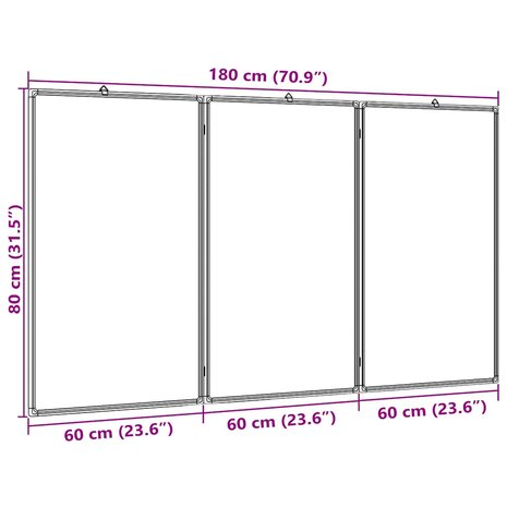 Whiteboard magnetisch inklapbaar 180x80x1,7 cm aluminium 7