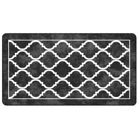 Vloerkleed wasbaar anti-slip 80x150 cm zwart en wit 2