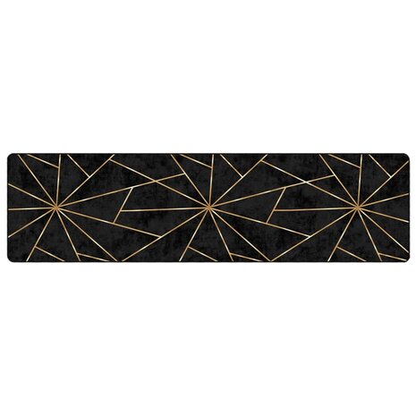 Vloerkleed wasbaar anti-slip 80x300 cm zwart en goudkleurig 2