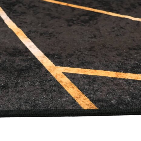 Vloerkleed wasbaar anti-slip 80x300 cm zwart en goudkleurig 6