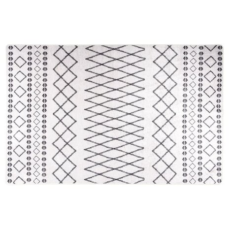 Vloerkleed wasbaar anti-slip 80x150 cm zwart en wit 1