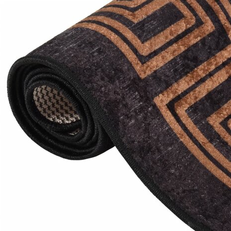 Vloerkleed wasbaar anti-slip 120x170 cm zwart en goudkleurig 3