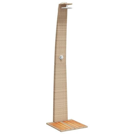 Buitendouche 55x60x224 cm poly rattan en acaciahout beige 2