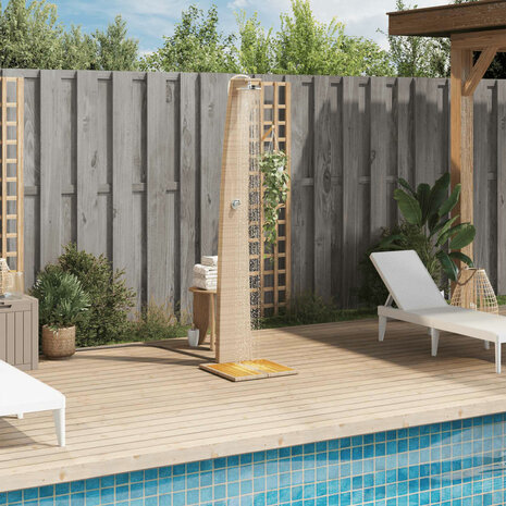 Buitendouche 55x60x224 cm poly rattan en acaciahout beige 3
