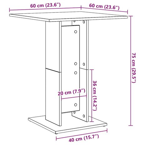 Bistrotafel 60x60x75 cm bewerkt hout zwart 8