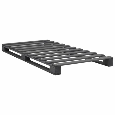 Bedframe pallet massief grenenhout grijs 90x200 cm 2
