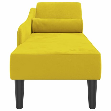 Chaise longue met kussens fluweel geel 4