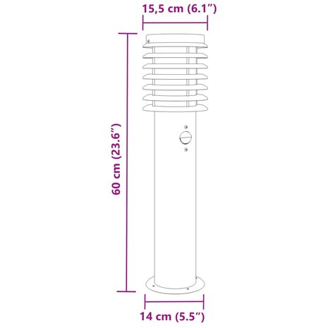 Vloerlamp voor buiten met sensor 60 cm roestvrijstaal zwart 7