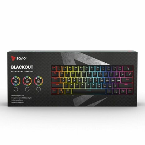 Toetsenbord Savio BLACKOUT Zwart Multicolour Engels QWERTY 1