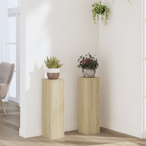 Plantenstandaards 2 st 17x17x60 cm bewerkt hout sonoma eiken 1