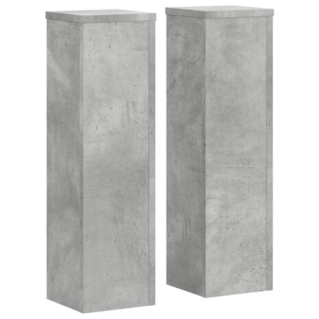 Plantenstandaards 2 st 17x17x60 cm bewerkt hout betongrijs 2