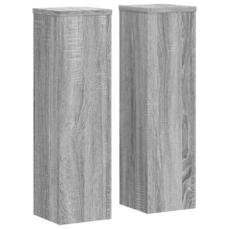 Plantenstandaards 2 st 17x17x60 cm bewerkt hout grijs sonoma 2