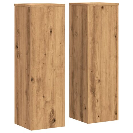 Plantenstandaards 2 st 25x25x80 cm hout artisanaal eikenkleurig 2