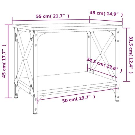 Bijzettafel 55x38x45 cm bewerkt hout zwart 8