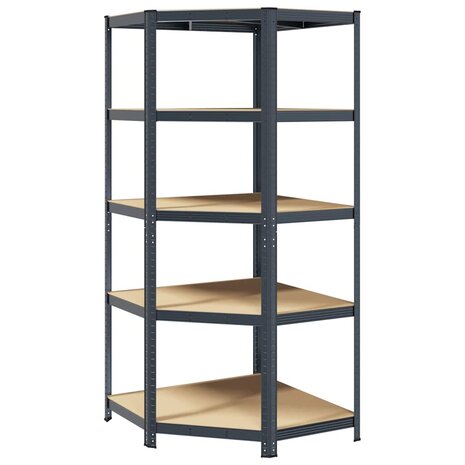 Hoekrek 5-laags staal en bewerkt hout antracietkleurig 2